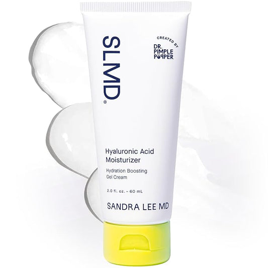 SLMD by Dr. Pimple Popper | Hyaluronic Acid Face Moisturizer 2.0 fl. oz. Hyaluronic Acid Moisturizer Cream for Face, Lightweight, Oil-Free Hydration for All Skin Types, Smooths & Soothes.