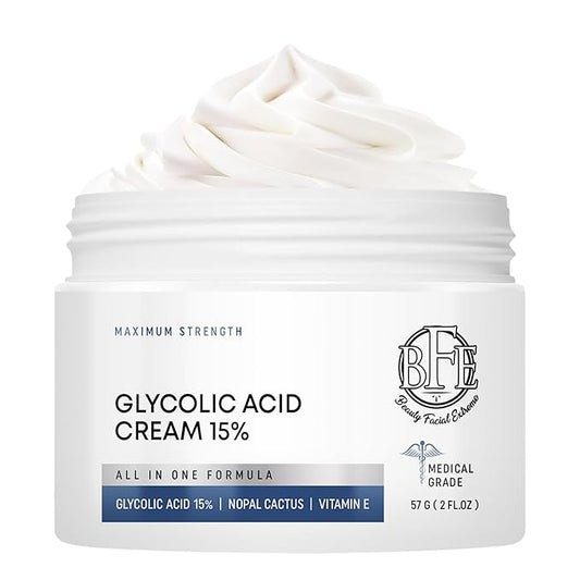 Glycolic Acid 15% Anti-Aging Wrinkle Cream Reduces the Appearance of Fine Lines, Wrinkles, Age Spots, Dark Spots & Improves Dull Looking Complexion. Includes A.H.A & Green Tea Moisturizer.