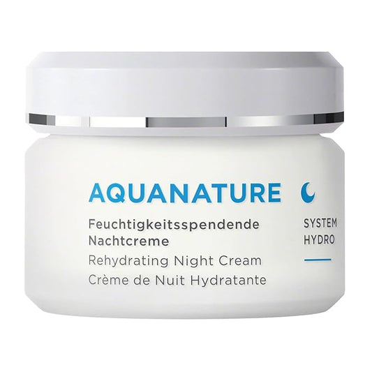 ANNEMARIE BÖRLIND - AQUANATURE Rehydrating Night Cream - Papyrus and Glasswort Extracts for Lasting Hydration - Nourishes, Regenerates, Rehydrates - 1.69 Fl Oz