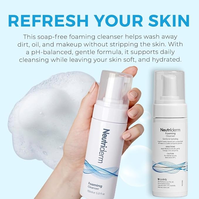 NEUTRIDERM Foaming Face Wash, Gentle Foaming Facial Cleanser with Niacinamide, Vitamin C & Panthenol, Hydrating Foam Cleanser for Double Cleanse, Makeup Remover, 150ml / 5 fl oz