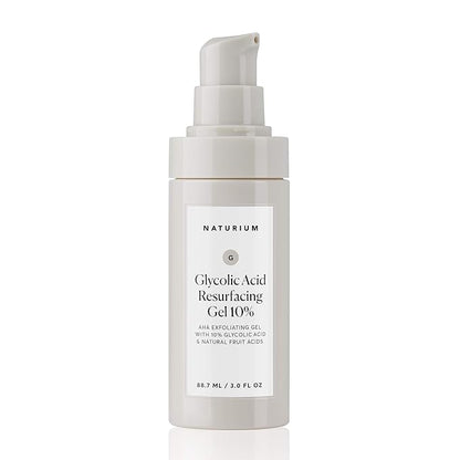 Naturium Glycolic Acid Resurfacing Gel 10%, AHA Exfoliating Gel with Natural Fruit Acids, 3.0 oz