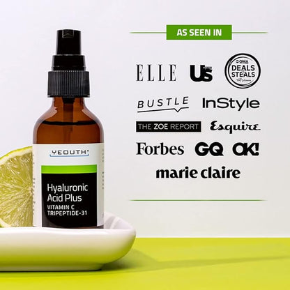 YEOUTH Hyaluronic Acid Serum for Face with Vitamin C, Hydrating Face Serum or Women & Men, Minimize the Look of Wrinkles, Patchy & Dull Skin 2oz