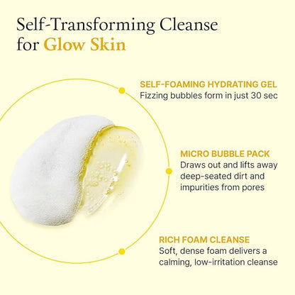 FULLY Lemon Vita Bubble Mask Cleanser, Self-Bubbling Gel-to-Foam Face Wash, Vitamin C + Jeju Lemon Water for Brightening, Radient Smooth Skin, Hydration, Vegan Korean Skincare, 5.07 fl.oz