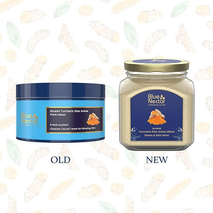 Blue Nectar Turmeric Ubtan Powder for Glowing Skin | Ayurvedic Ubtan Face Pack for Skin Brightening | Tan Removal Face Pack for Women & Men with Multani Mitti Powder | (3.5 Oz, 9 Herbs)