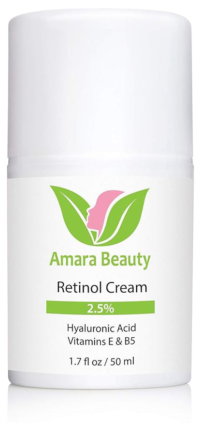 Retinol Cream for Face 2.5% with Hyaluronic Acid & Vitamins E & B5, 1.7 fl. oz. (Pack of 2)