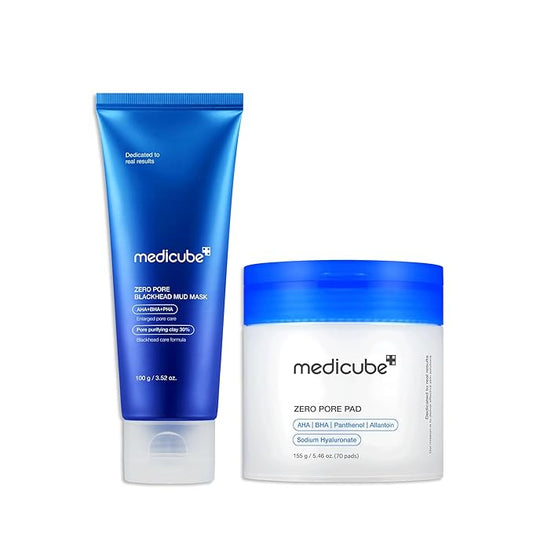 medicube All-in-One Duo for Pore and Skin Texture Care: Zero Pore Pads 2.0 and Zero Pore Blackhead Mud Facial Mask