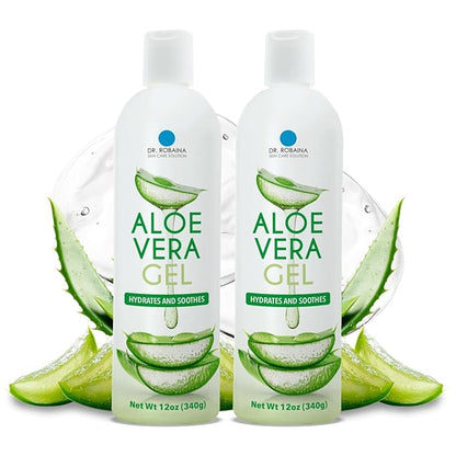 Dr. Robaina Natural Aloe Vera Gel with Emu Oil – Hydrating & Soothing Daily Skin Care for Dry Skin, Sun-Exposed Comfort & Irritation Relief – Non-Greasy, Quick-Absorbing – 12 oz | Made in USA