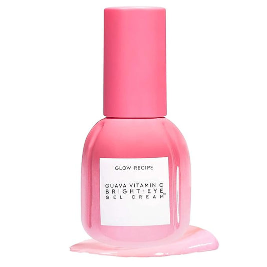 Glow Recipe Guava Vitamin C Brightening Eye Gel - Niacinamide, Peptides & Green Caffeine Gentle Under Eye Cream for Dark Circles, Puffiness & Bags - Lightweight, Hydrating, Firming - Makeup Prep, 15ml