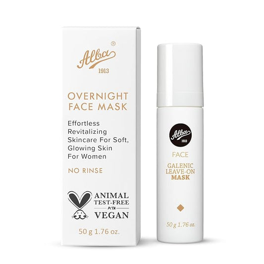 Alba1913 Vegan Overnight Face Mask - Intensive Sleeping Hydrating & Revitalizing Skincare Face Masks for Soft, Glowing Skin for Women - Ultimate Skin Care Treatment for Deep Hydration - 50ml