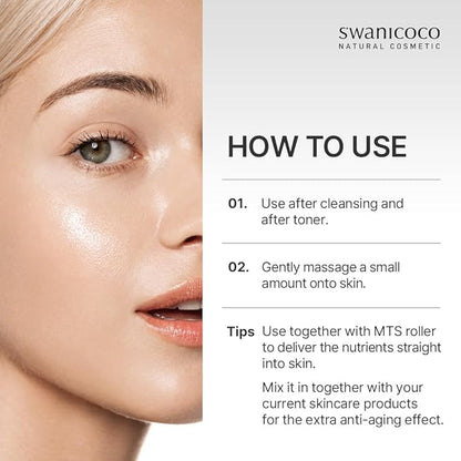 Swanicoco PDRN Hydrating Repair Ampoule Serum Powerful Anti Aging Face and Neck for Skin Turnover Skin Regeneration Wound Healing Korean Skincare, Stocking Stuffer 30ml 1Fl Oz