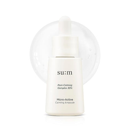 SU:M Micro-Active Calming Ampoule (0.5 fl oz) - Soothing Serum for Redness & Uneven Skin Texture, Provides Quick Relief for Sensitive Skin, Herbal Scent, Korean Skin Care