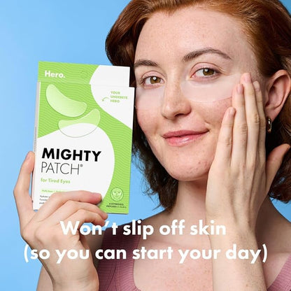 Mighty Patch HERO COSMETICS for Tired Eyes Patches - Soothing Hydrogel Patches - Awakens and Visibly De-puffs Undereyes with Multiple Applications (6 Count) (Pack of 2)