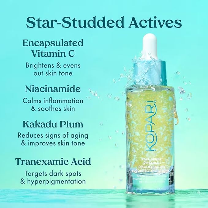 Kopari Star Bright Vitamin C Discoloration Correcting Serum with Kakadu Plum & Niacinamide, Brighter Complexion, Soothe & Diminish Dull Skin, 1.7oz