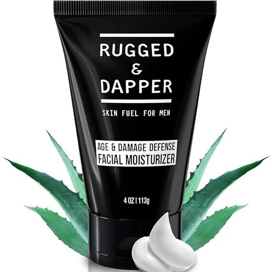 RUGGED & DAPPER - Age Defense Face Moisturizer for Men | 4oz | Hydrating Mens Face Lotion | Unscented + Anti- Aging Formula for Clear Skin | Natural Ingredients | Made in USA