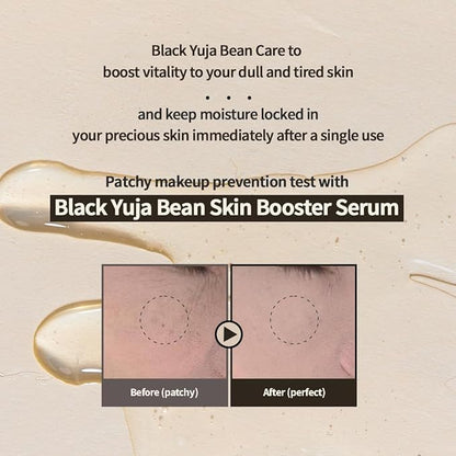 HEVEBLUE Black Yuja Bean Skin Booster Serum - Moisturizing, Sensitive Skin, Korean Skincare, Hypoallergenic, Deep Hydration, Vegan, Oil-free, Makeup Adherence, Inner Dryness, K-Beauty