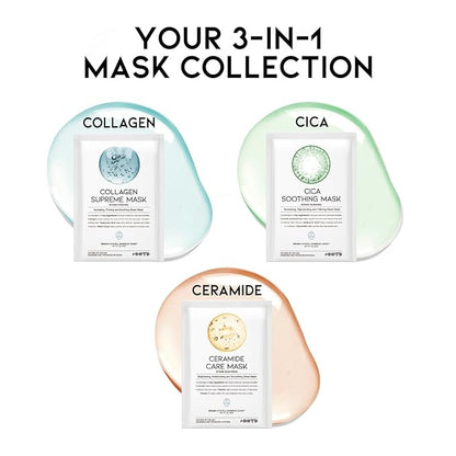 #OOTD Hydrating Soothing Sheet Masks Gift Set for Skincare, Korean Vegan Sheet Mask for Dry, Sensitive Skin, Calming, Smoothing, Brightening, Collagen, Ceramide, Cica, Hyaluronic Acid 30EA