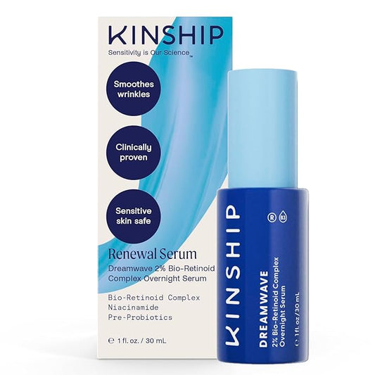 Kinship Dream Wave 2% Bio-Retinoid Overnight Ultra Hydrating Serum for Face | Retinol for Sensitive Skin | Anti Aging Niacinamide + Tranexamic Acid | Smooth Wrinkles | Redness Reducing Skin Care 1 Oz