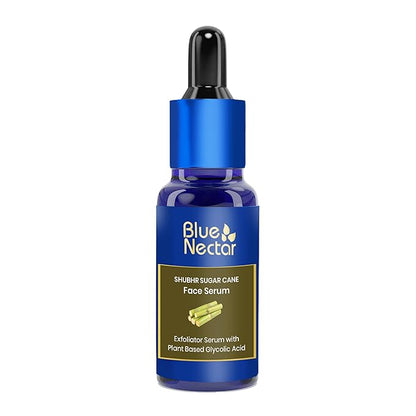 Blue Nectar AHA Exfoliating Face Serum with Plant Based Glycolic Acid from Sugarcane for Deep Exfoliation|AHA Peeling Solution for Blackheads & Tan Removal|10 Min Facial Exfoliation (14 Herbs,1Fl Oz)