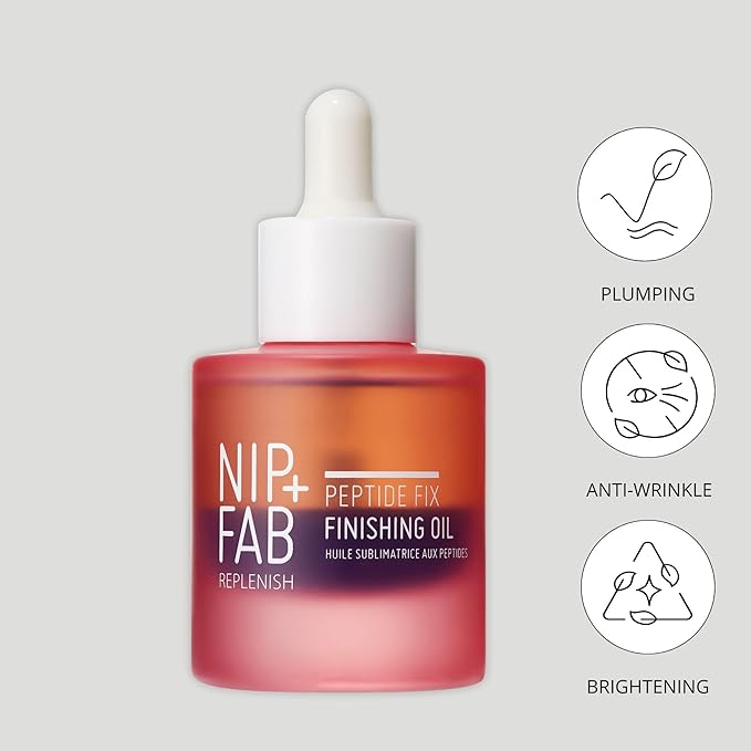 Nip+Fab Peptide Fix Finishing Oil 2%, 1.01 fl oz, Perfect Finish for All Skincare Routines, For All Skin Types, Support the Skin Barrier for a Smoother, Firmer-Looking Complexion