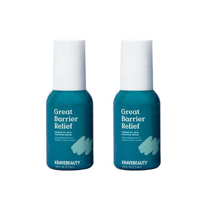 KraveBeauty Great Barrier Relief Serum Duo – Korean-Inspired Barrier Repair Serum, Tamanu Oil, Soothes Redness & Hydrates, Vegan & Cruelty-Free, 1.52 fl oz x2