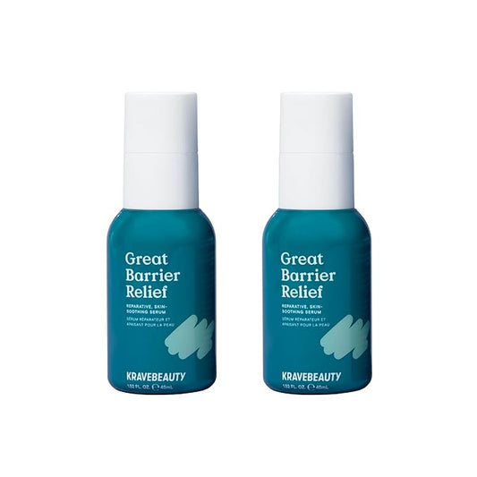 KraveBeauty Great Barrier Relief Serum Duo – Korean-Inspired Barrier Repair Serum, Tamanu Oil, Soothes Redness & Hydrates, Vegan & Cruelty-Free, 1.52 fl oz x2