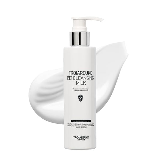 TROIAREUKE PIT Cleansing Milk I Deep Cleansing Daily Facial Cleanser for All Skin Types, Dry, Hydrating Face Mask with Antioxidants, Vitamins, Moisturize Korean Aesthetic Skin Care 6.08 fl oz