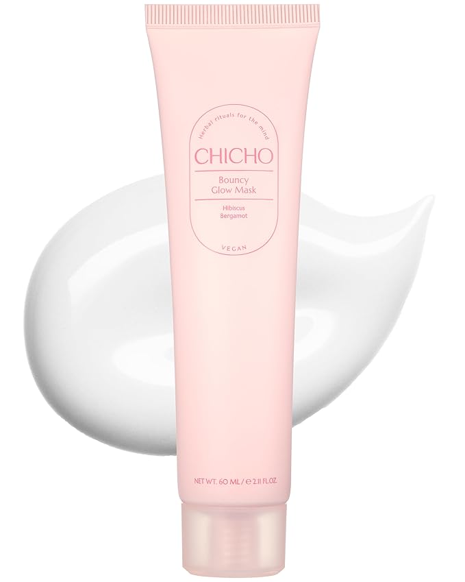 CHICHO Bouncy Glow Mask 300Da Ultramolecular Hibiscus Collagen - Korean Face Peel Off Mask Skin Elasticity Radiant Glow Hydrating Sensitive Skin - Vegan, Hypoallergenic, 2.03 fl.oz.