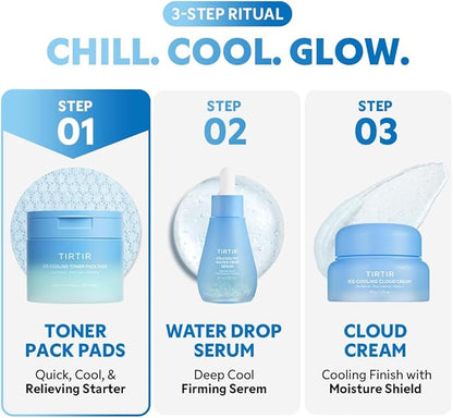 TIRTIR Ice-Cooling Icing Toner Pads | -3.76°C Instant Cool Down for Pore Reducing and Hydrating Korean Skincare (120 Units)