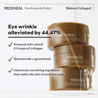 Mediheal Retinol Collagen Under Eye Patches & Collagen Ampoule Pad for Daily Skin Elasticity Care