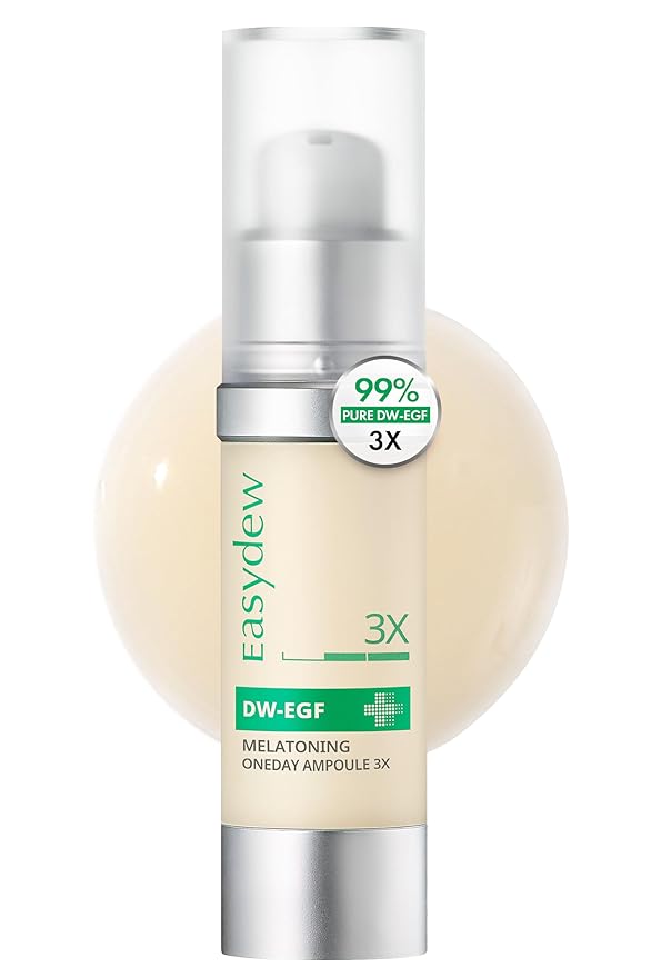 Easydew DW-EGF Melatoning Ampoule 3X - Hydrating Dark Spot Serum with Niacinamide & Glutathione for Uneven Skin - Fast Absorbing Day & Night Ampoule Korean Skin Care (Bottle 1.01 fl oz, EGF 3X)