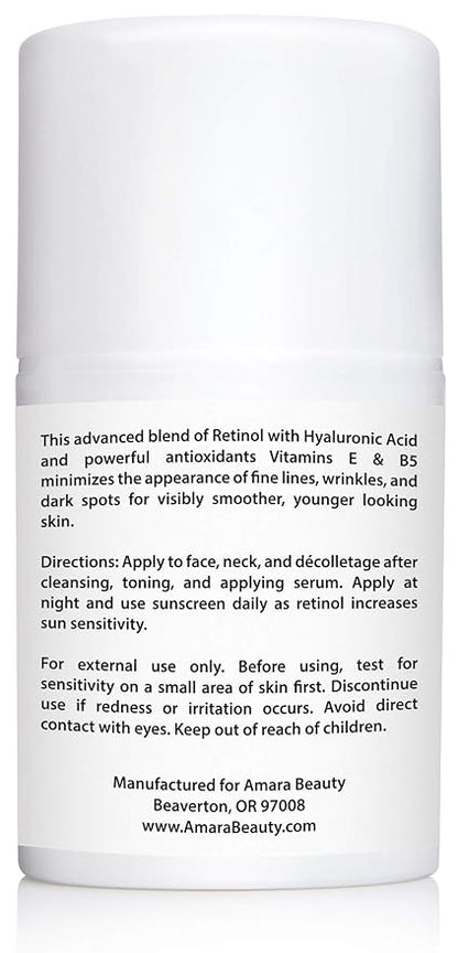 Retinol Cream for Face 2.5% with Hyaluronic Acid & Vitamins E & B5, 1.7 fl. oz. (Pack of 2)