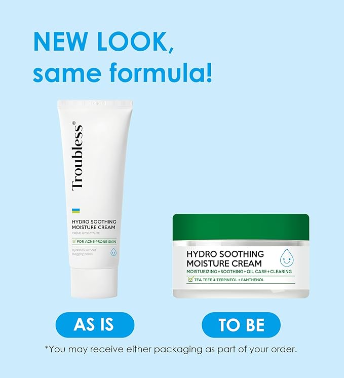 Troubless Hydro Soothing Moisture Cream - Deep Hydration & Skin Barrier Cream for Face w/ 10,000 ppm Panthenol & Tea Tree 4-Terpineol - Soothing & Non-Greasy Face Moisturizer (2.36 fl oz)