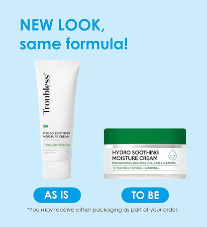 Troubless Hydro Soothing Moisture Cream - Deep Hydration & Skin Barrier Cream for Face w/ 10,000 ppm Panthenol & Tea Tree 4-Terpineol - Soothing & Non-Greasy Face Moisturizer (2.36 fl oz)