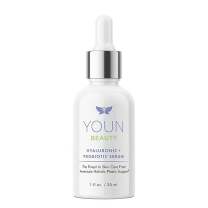 YOUN Beauty Hyaluronic + Probiotic Face Serum by Dr. Anthony Youn, 30 ML – For Intense Hydration, Radiance Boost, & Skin Renewal – Contains Plant-Based Hyaluronic Acid, Yogurt Extract, Vitamins C & E