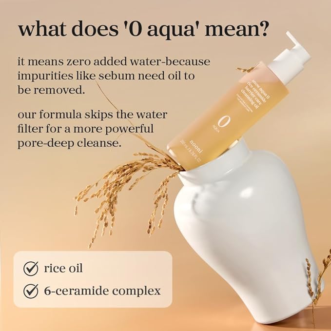 NOONI Korean Cleansing Oil – Snow Aqua 0 Rice Ceramide Barrier Care Cleansing Oil | Makeup Remover, Face Wash, Gentle Facial Cleanser, Pore Care, Korean Skin Care, Vegan, 6.76 Fl Oz