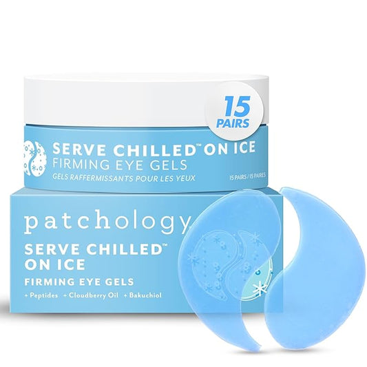 Patchology Serve Chilled On Ice Firming Under Eye Mask Patches with Peptides, Cloudberry Oil & Bakuchiol – Hydrogel Patches for Dark Circles, Puffiness, Fine Lines – Ideal Travel Essential - 15 Pairs
