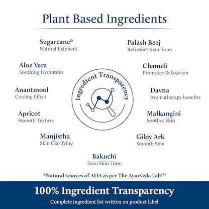 Blue Nectar AHA Exfoliating Face Serum with Plant Based Glycolic Acid from Sugarcane for Deep Exfoliation|AHA Peeling Solution for Blackheads & Tan Removal|10 Min Facial Exfoliation (14 Herbs,1Fl Oz)