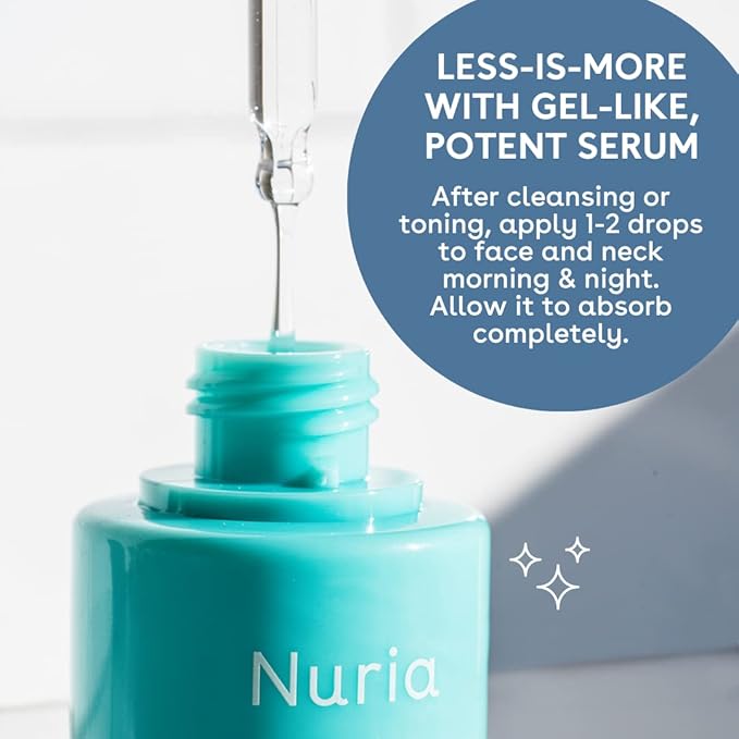 Nuria - Hydrate Moisture Replenishing Serum, Antioxidant Serum for All Skin Types, Skin Care Serum with Everlasting Flower Extract and Squalane Oil for Face, 25mL/0.8 fl oz