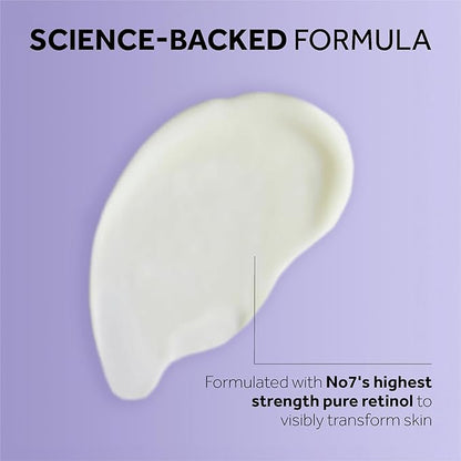 No7 Pure Retinol 1% Night Concentrate - Anti Wrinkle Retinol Serum with Collagen Peptides & Niacinamide for Younger Looking Skin - Firming Face Serum for Fine Lines & Wrinkles (30ml)