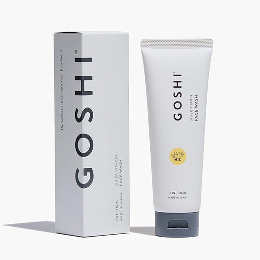 GOSHI Super Vitamin Face Wash for All Skin Types 4 oz - Infused with Vitamin E, Cold-Pressed Sesame Oil, Macadamia and More Plant Extracts - Made in Japan