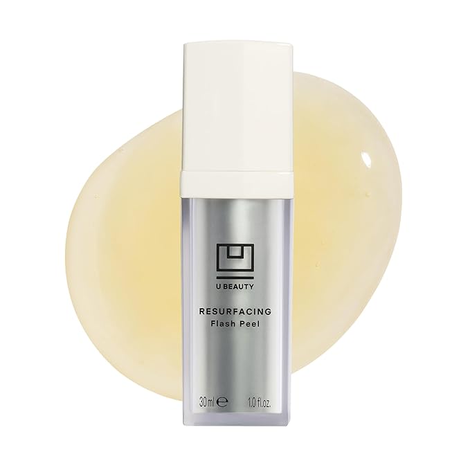 U Beauty Resurfacing Flash Peel Glycolic Acid Exfoliating Serum for Face with Stable Retinol, Hyaluronic Acid, Fruit Alpha Hydroxy Acids, Vitamins C+E - Visibly Improved Density, Lifting -1 fl oz