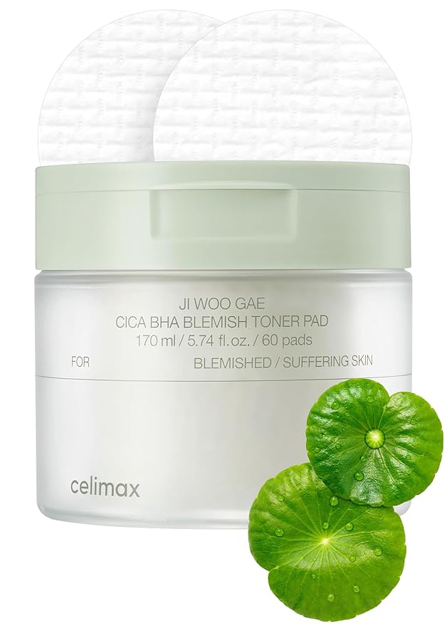 celimax Ji.Woo.Gae Heartleaf BHA Peeling Pad(60 pads) + Ji.Woo.Gae Cica BHA Blemish Toner Pad (60 Pads) Bundle