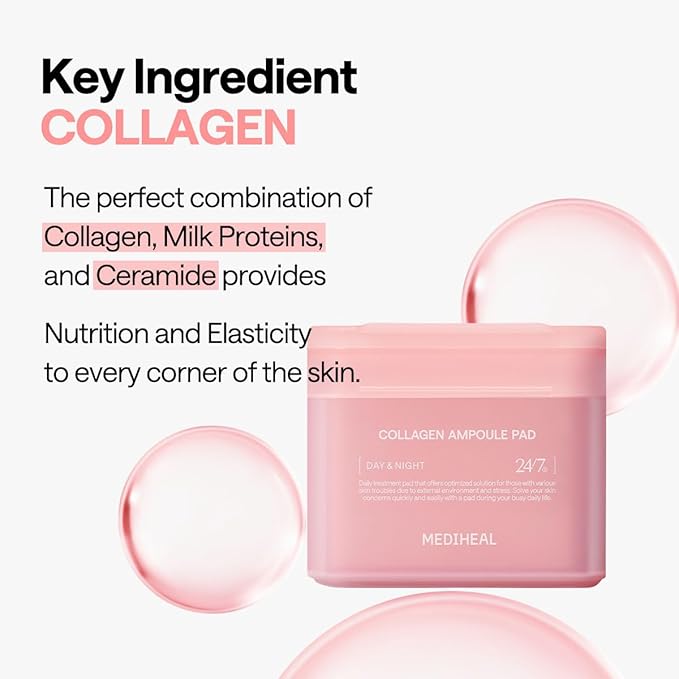 Mediheal Retinol Collagen Under Eye Patches & Collagen Ampoule Pad for Daily Skin Elasticity Care