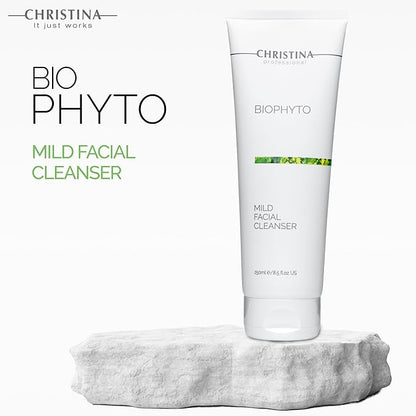 -CHRISTINA- Biophyto Mild Facial Cleanser with Green Tea and Cucumber Extracts - 250 ml - Soapless Gentle Face Wash and Daily Facial Cleanser for All Skin Types