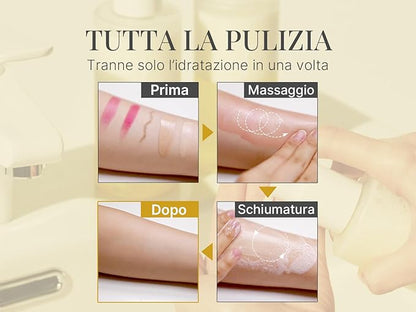 HAMEL Double Shot Oil To Foam Cleanser - Deep Pore Cleansing and Makeup Removal with Jojoba Oils, Lactobacillus and AHA - Skin Irritation Free, Korean Skincare for All Skin Types, 6.76 fl.oz.