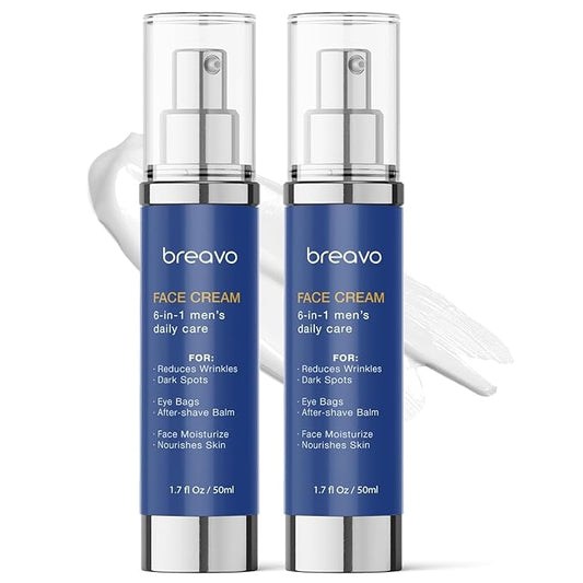 6 in 1 Face Cream for Men: 6 in 1 Mens Face Moisturizer, Mens Face Cream Anti Aging - Eye Bags Treatment & Wrinkle Cream for Men Pack of 2