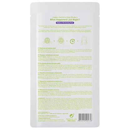 Leaders Insolution Daily Wonders What Happened Last Night? Facial Mask Sheet Radiance Revitalizing Hydrating Korean Skincare (10 Sheets)