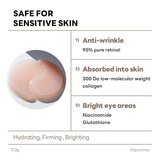 Mediheal Retinol Collagen Under Eye Patches & Collagen Ampoule Pad for Daily Skin Elasticity Care