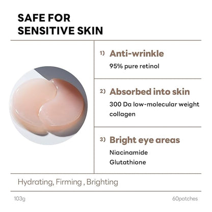 Mediheal Retinol Collagen Under Eye Patches & Collagen Ampoule Pad for Daily Skin Elasticity Care