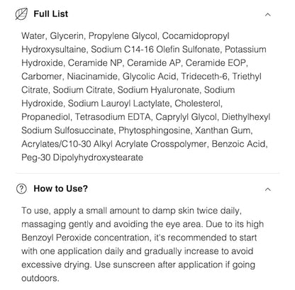 Gle Clean Acne Foaming Wash Face, Skin, Back and Body - 6.7 Fl Oz - Dermatologist-Tested Non-Foaming Cleanser - Vegan, Cruelty-Free